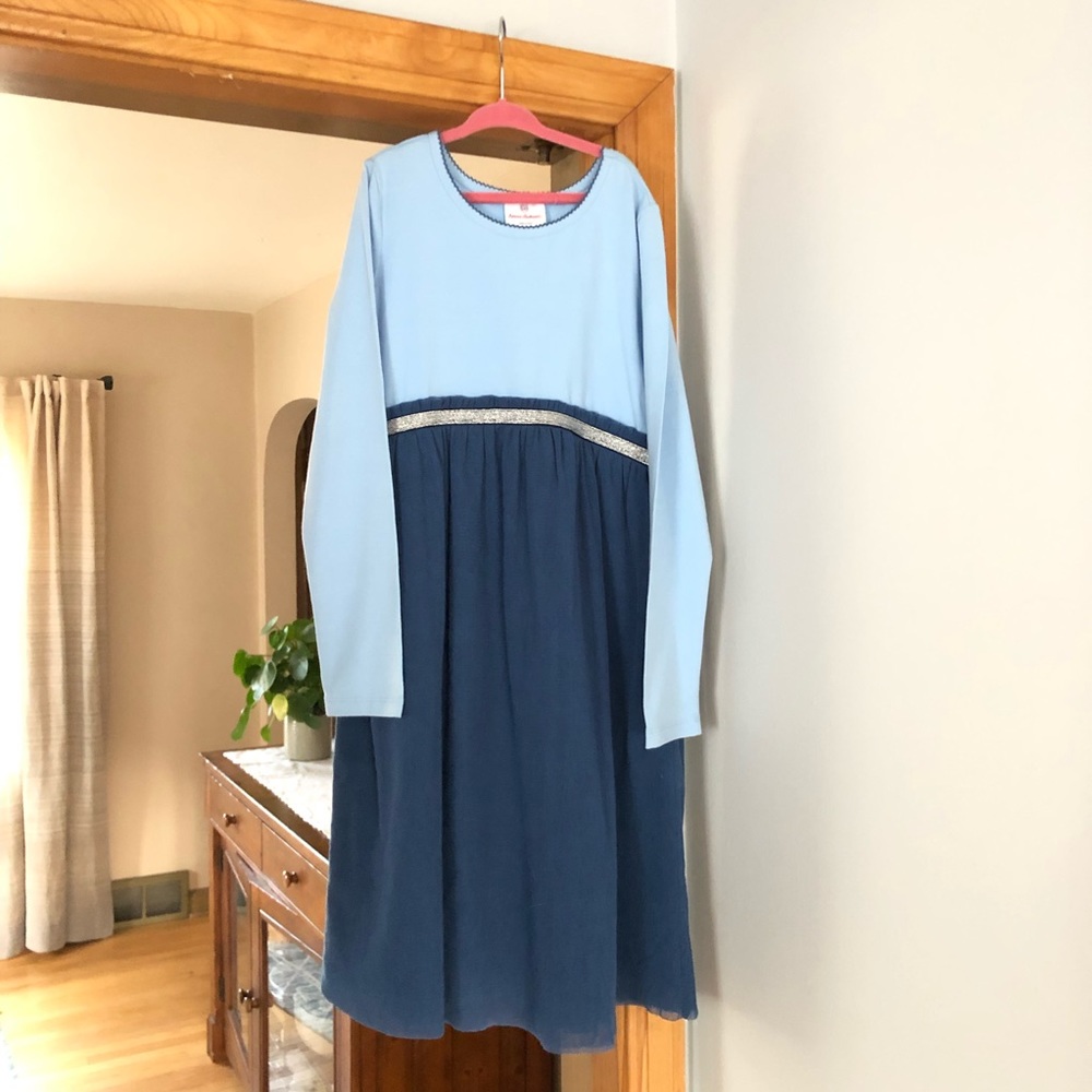 HANNA ANDERSSON Blue Holiday Dress - Size 140 - NWT